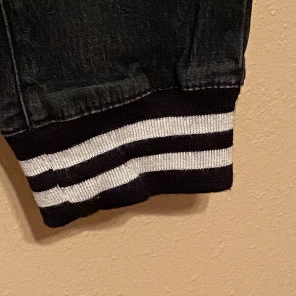 DG2 Diane Gilman Black Denim Jeans Striped Elastic Ankle Cuffs Stretch Size (8T) - Picture 5 of 8